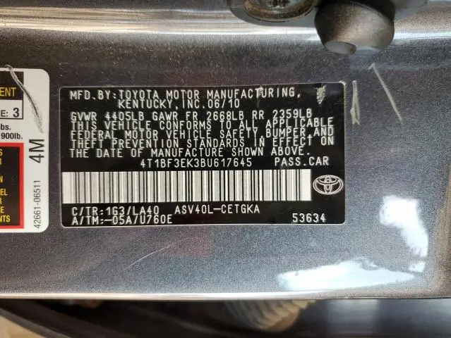 2011 TOYOTA CAMRY BASE  