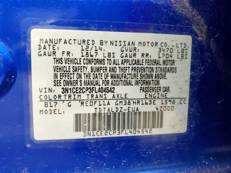 2015 NISSAN VERSA NOTE   