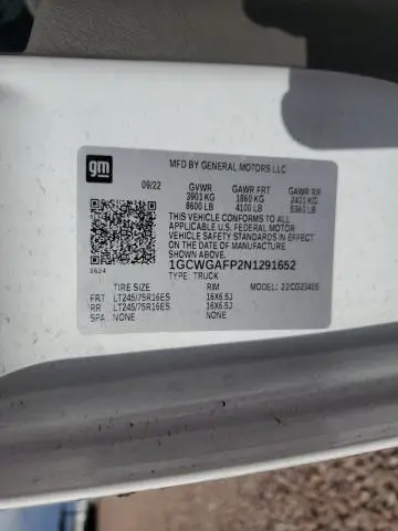 2022 CHEVROLET EXPRESS G2500   