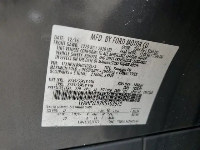 2017 FORD TAURUS SEL  