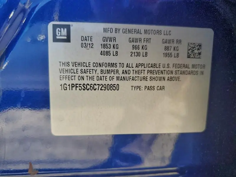 2012 CHEVROLET CRUZE LT  