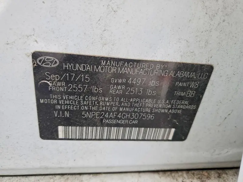 2016 HYUNDAI SONATA SE  