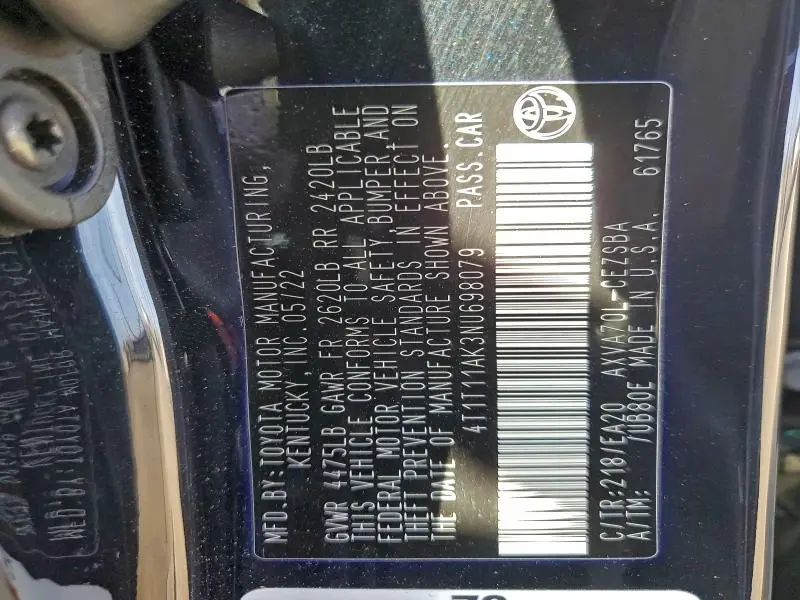 2022 TOYOTA CAMRY SE  