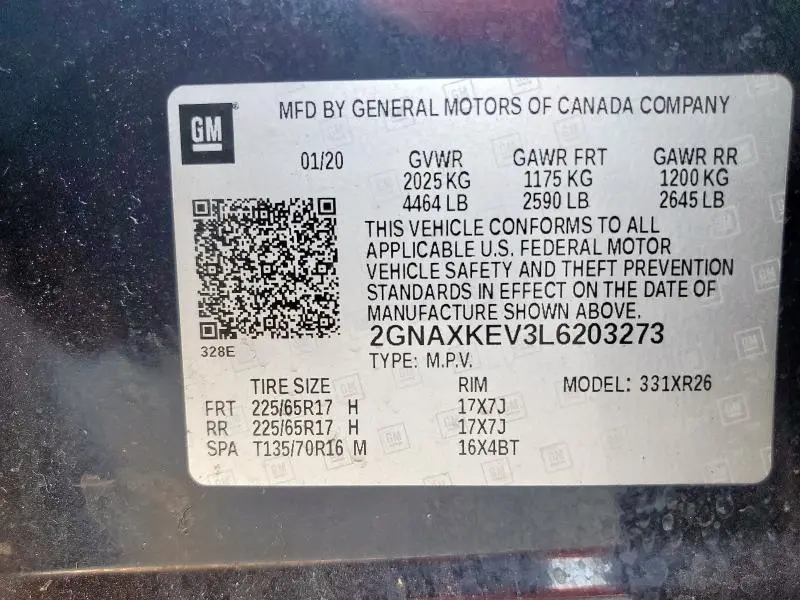 2020 CHEVROLET EQUINOX LT