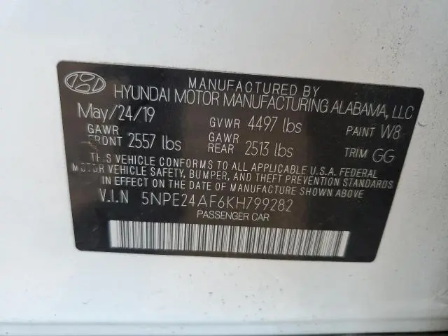 2019 HYUNDAI SONATA SE  