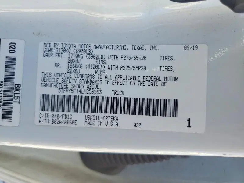 2020 TOYOTA TUNDRA SR5  