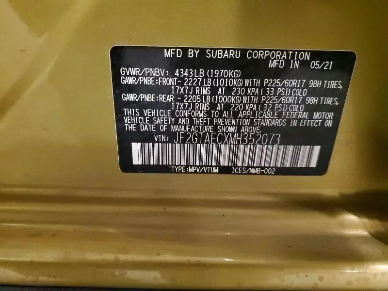 2021 SUBARU CROSSTREK PREMIUM  