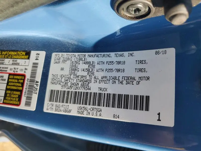 2019 TOYOTA TUNDRA SR5  