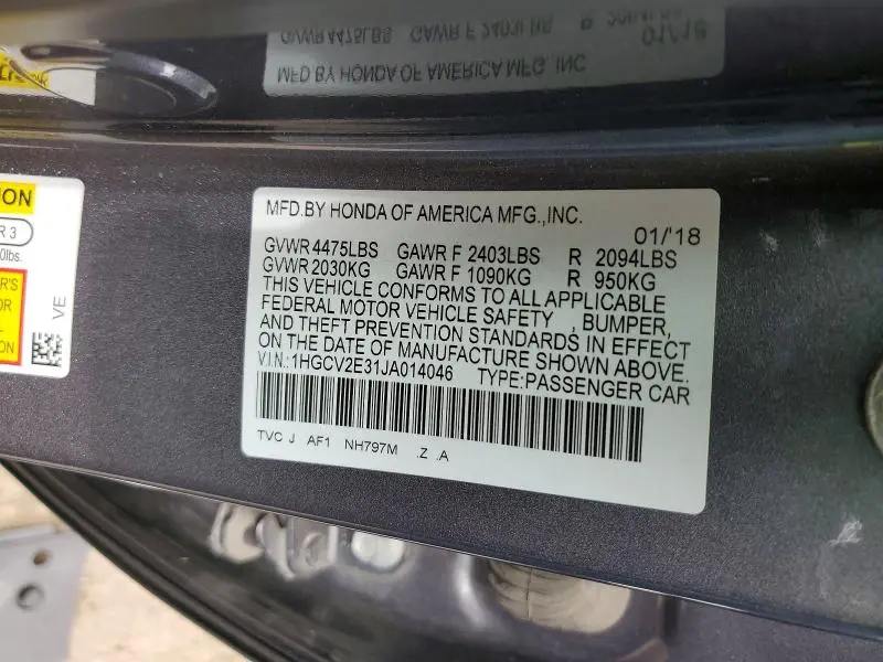 2018 HONDA ACCORD SPORT  
