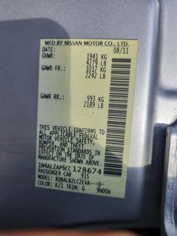 2012 NISSAN ALTIMA 2.5  