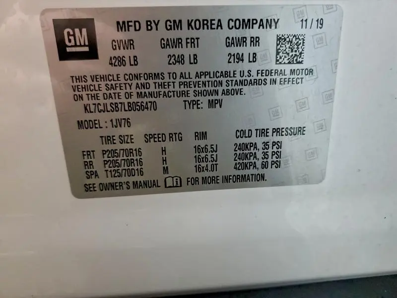 2020 CHEVROLET TRAX 1LT  