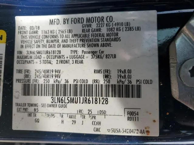 2018 LINCOLN MKZ HYBRID RESERVE  
