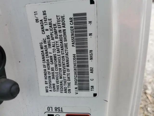 2012 HONDA CIVIC LX  