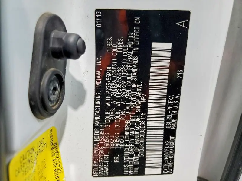 2013 TOYOTA SIENNA LE 7-PASSENGER  