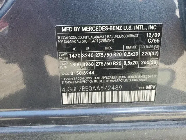 2010 MERCEDES-BENZ GL 450 4MATIC  