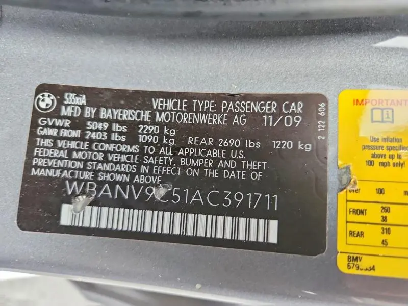 2010 BMW 535 XI  