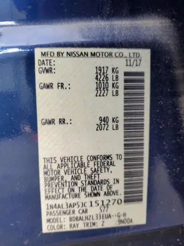 2018 NISSAN ALTIMA 2.5  