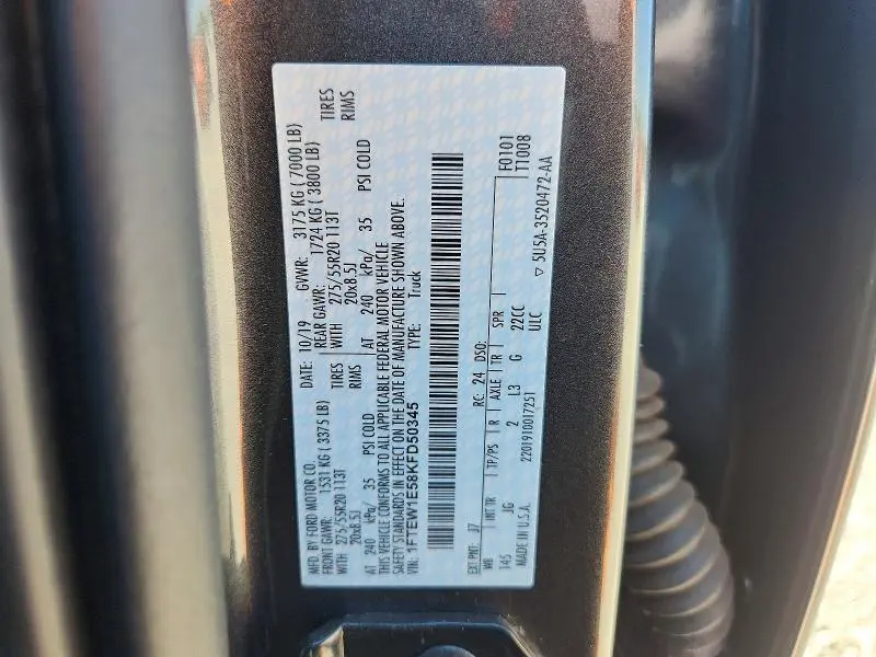 2019 FORD F150 SUPERCREW  