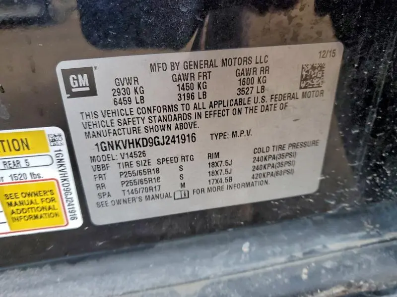 2016 CHEVROLET TRAVERSE LT  