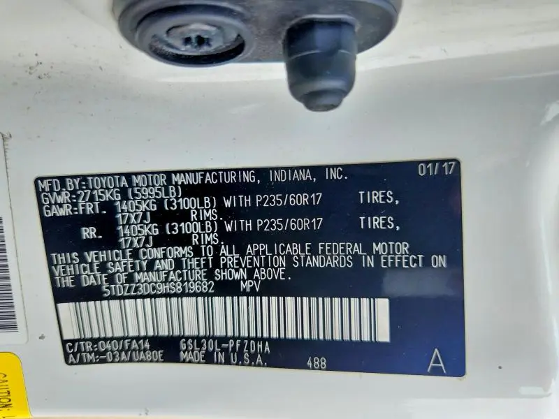 2017 TOYOTA SIENNA L 7-PASSENGER  