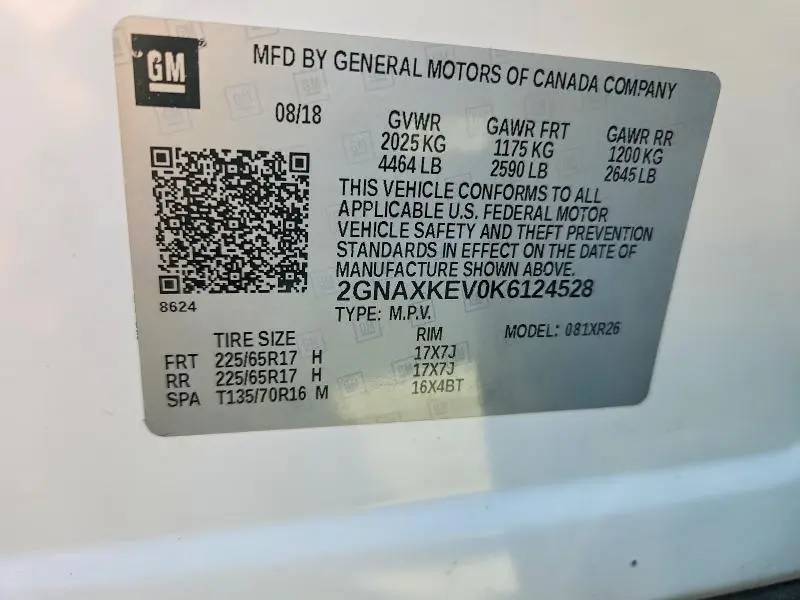 2019 CHEVROLET EQUINOX LT  