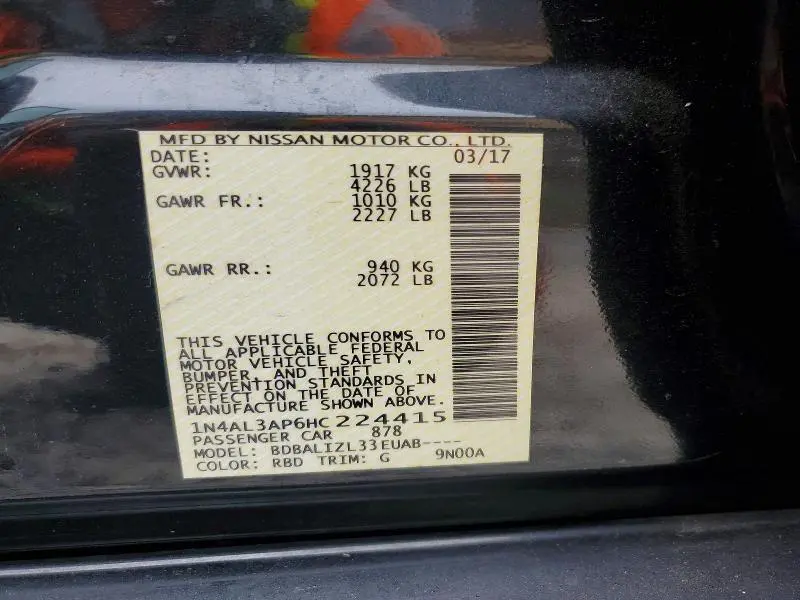 2017 NISSAN ALTIMA 2.5  