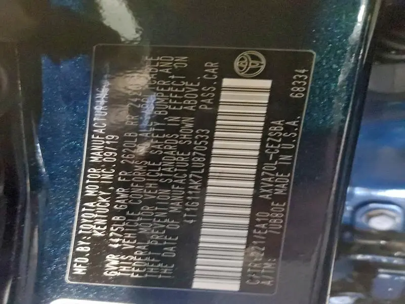 2020 TOYOTA CAMRY SE  