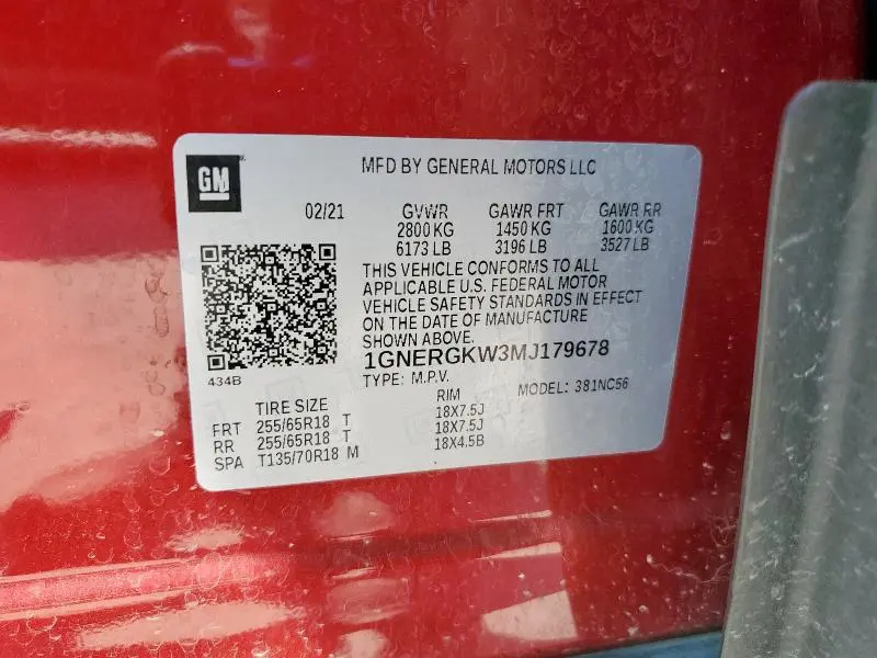 2021 CHEVROLET TRAVERSE LT  