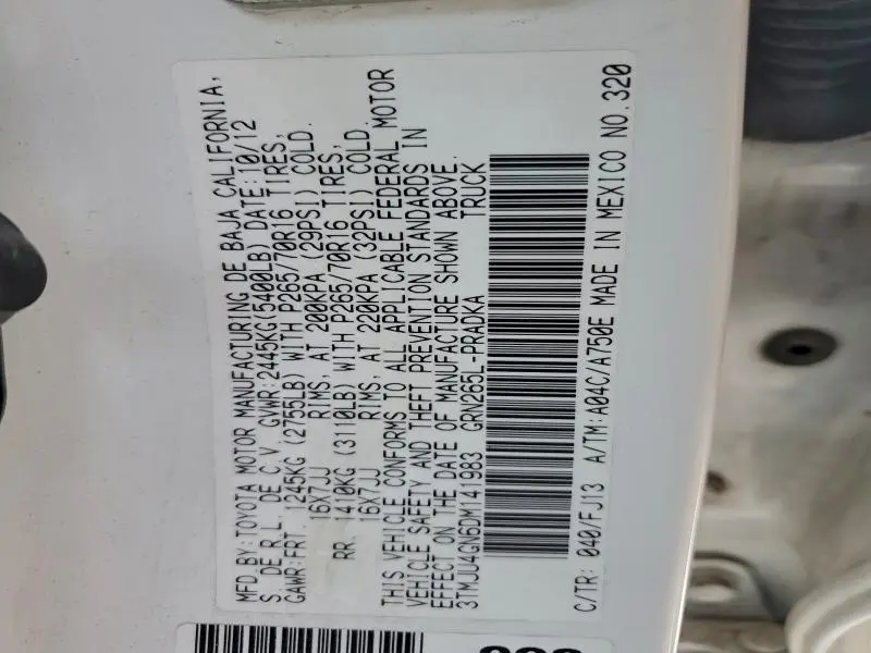 2013 TOYOTA TACOMA DOUBLE CAB PRERUNNER  