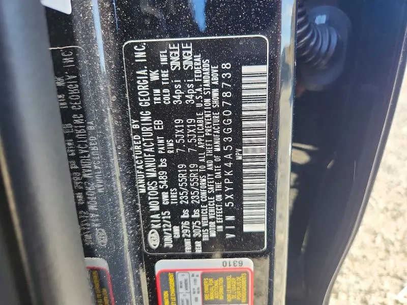 2016 KIA SORENTO SX LIMITED V6  