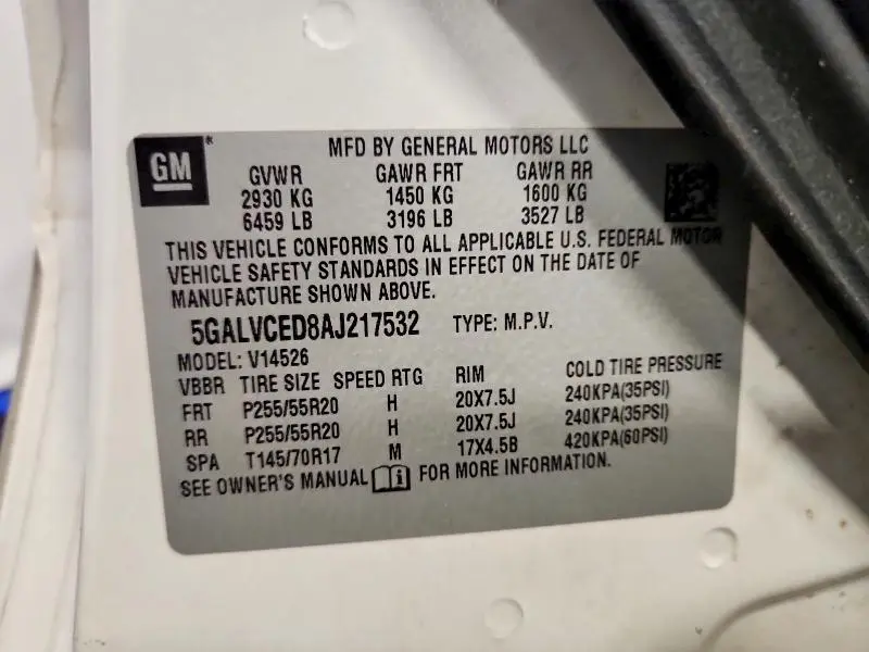 2010 BUICK ENCLAVE CXL  