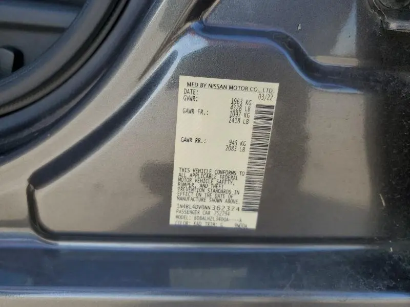 2022 NISSAN ALTIMA SV  