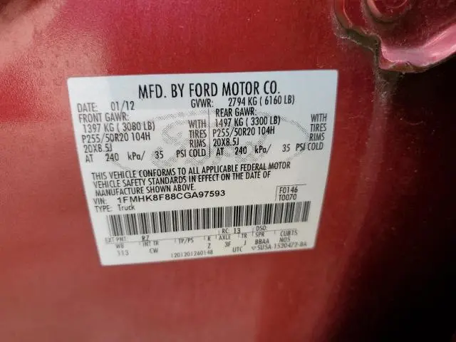 2012 FORD EXPLORER LIMITED  