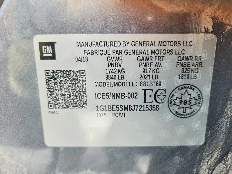 2018 CHEVROLET CRUZE LT  