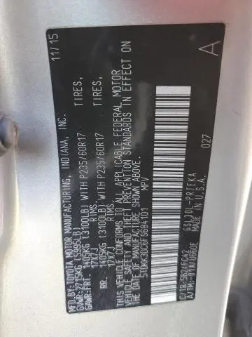 2015 TOYOTA SIENNA LE  