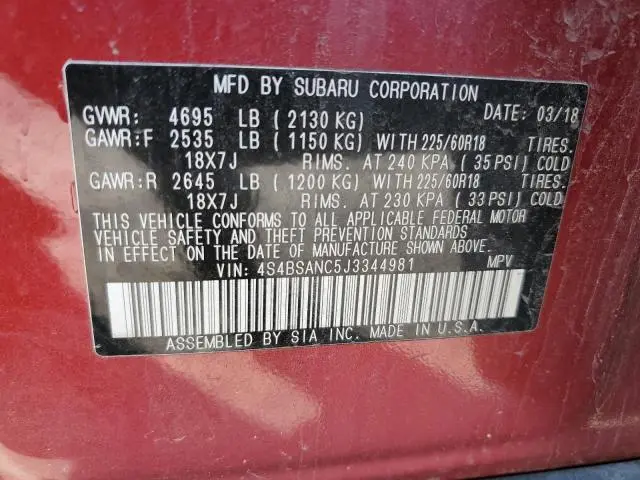 2018 SUBARU OUTBACK 2.5I LIMITED  