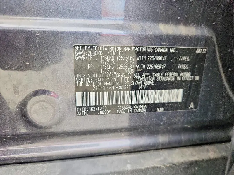 2022 TOYOTA RAV4 XLE  