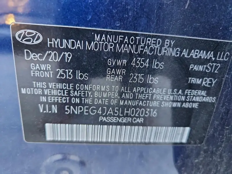 2020 HYUNDAI SONATA SE  