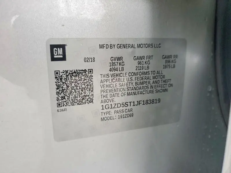 2018 CHEVROLET MALIBU LT  