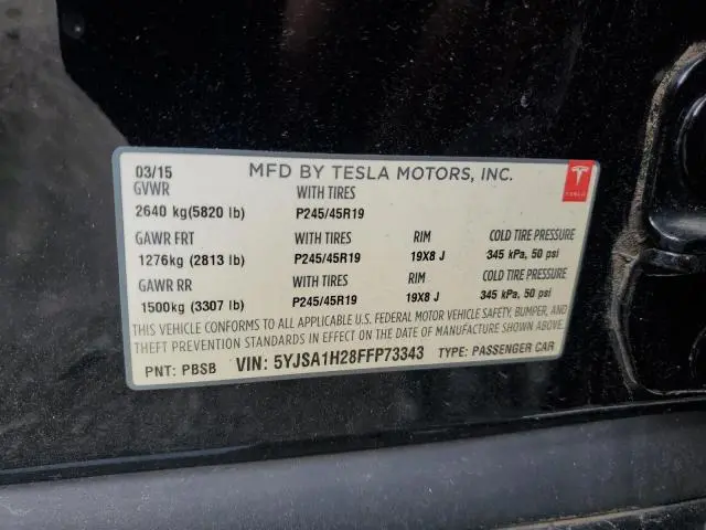 2015 TESLA MODEL S 85D  