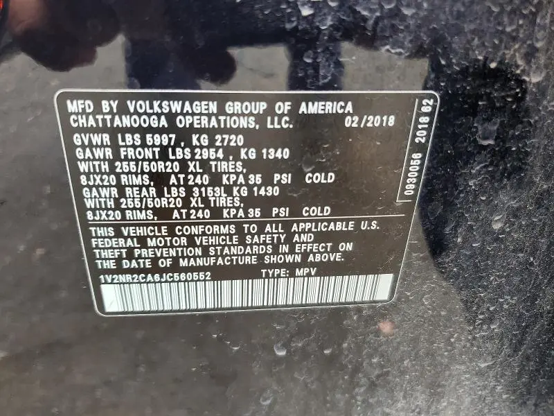 2018 VOLKSWAGEN ATLAS SEL PREMIUM  