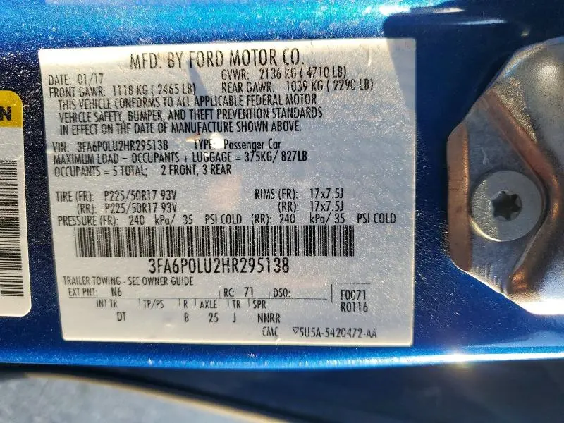 2017 FORD FUSION SE HYBRID  