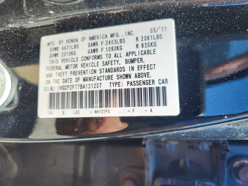 2011 HONDA ACCORD EX  