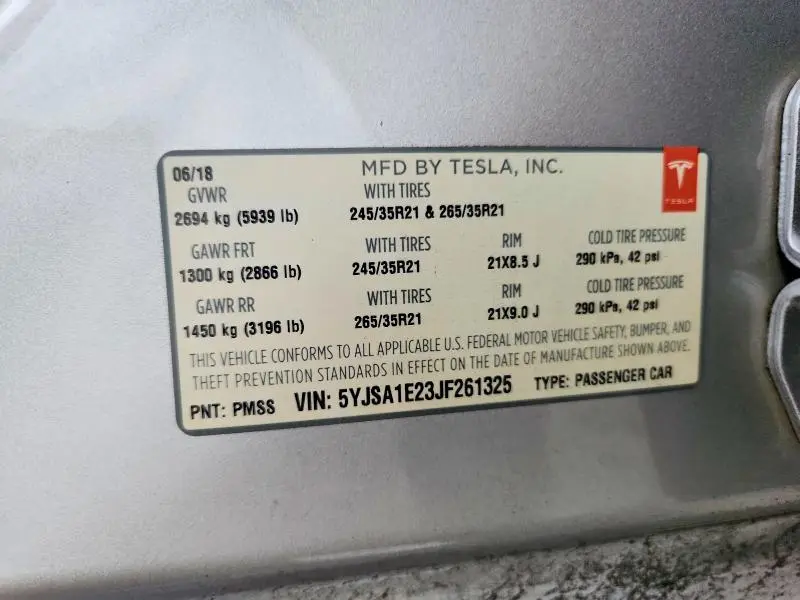 2018 TESLA MODEL S   