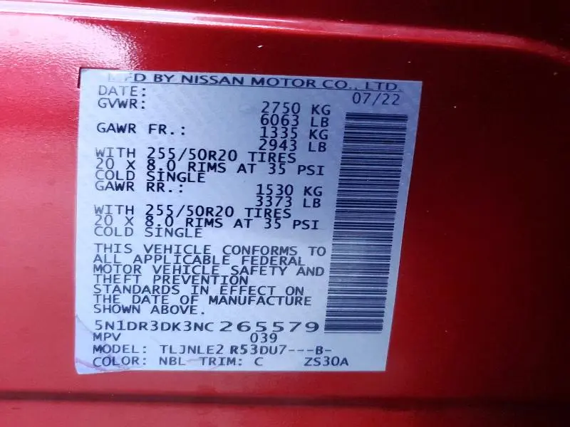 2022 NISSAN PATHFINDER PLATINUM  