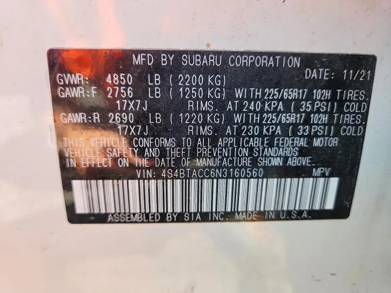 2022 SUBARU OUTBACK PREMIUM  