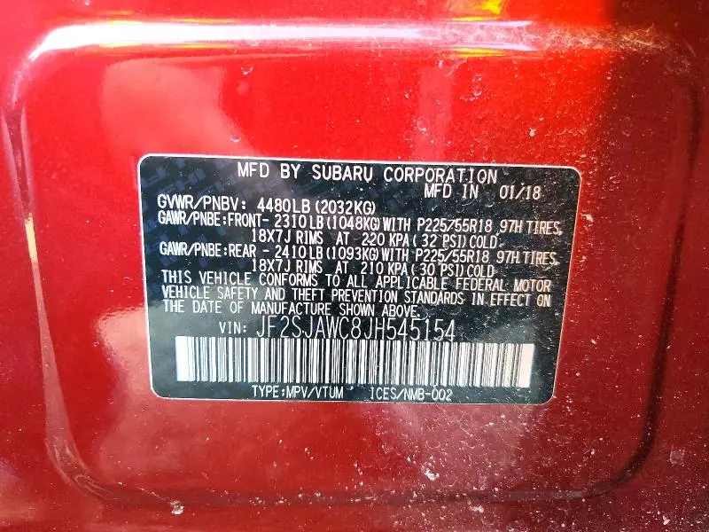 2018 SUBARU FORESTER 2.5I TOURING  