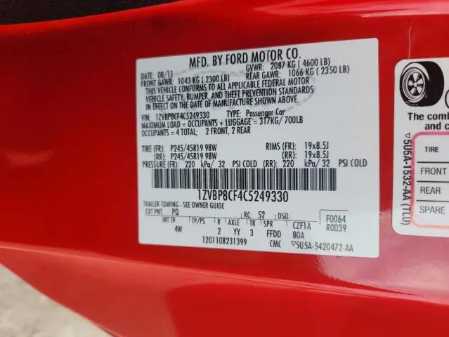 2012 FORD MUSTANG GT
