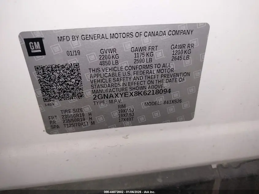 2019 CHEVROLET EQUINOX PREMIER