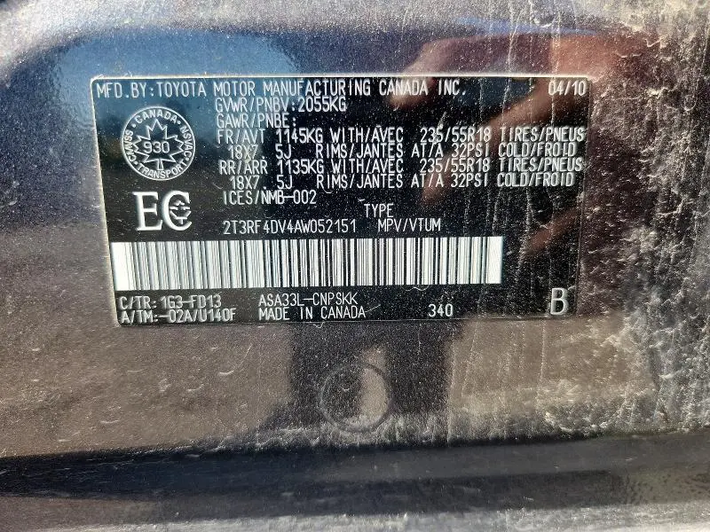 2010 TOYOTA RAV4 SPORT  